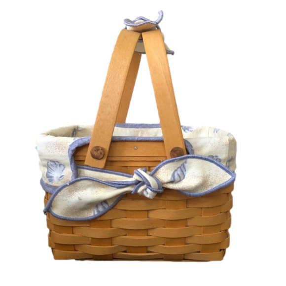 Longaberger 1999 Seashell Basket Double Handle Signed with Plastic Liner